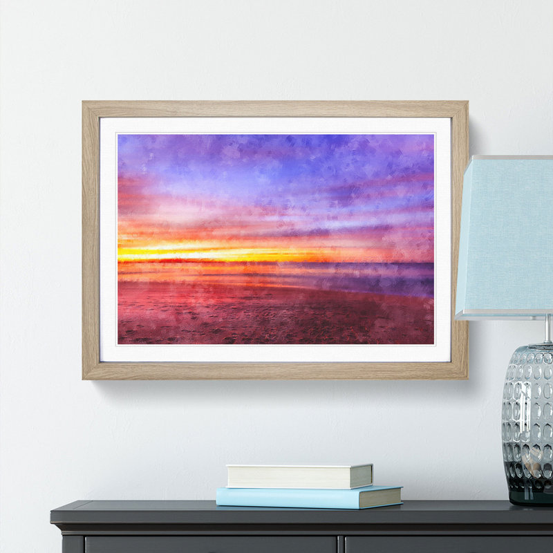 Sydney Beach - Picture Frame Painting Print, 24cm H x 33cm W x 2cm D, Oak Framed