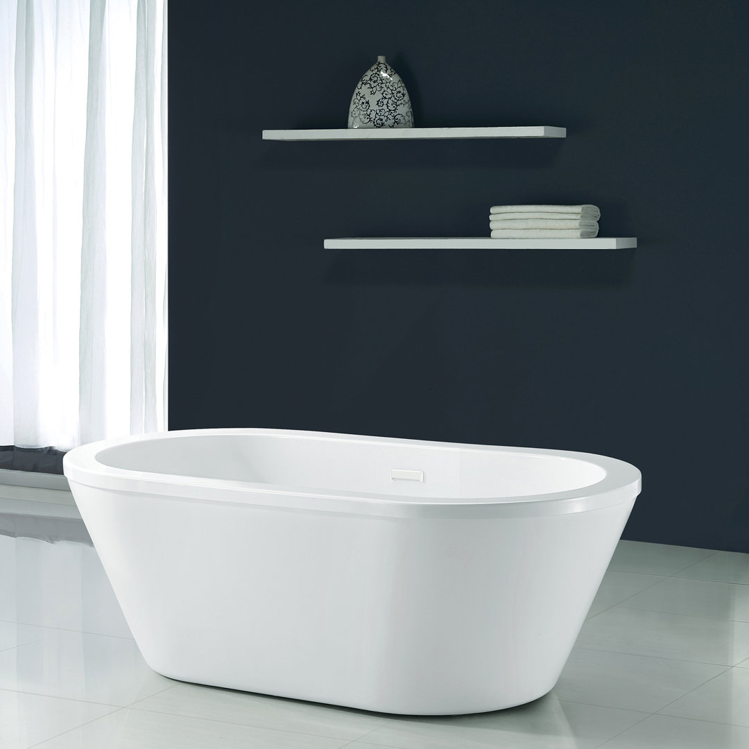 Virgo 63'' x 33.44'' Freestanding Soaking Acrylic Bathtub Cahaba