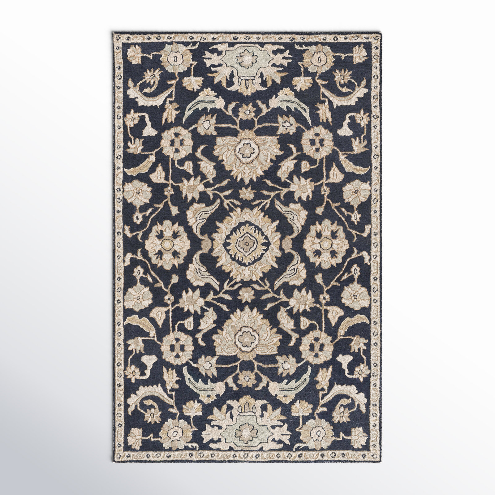 Arden Handmade Wool Pale Blue, Beige, Olive, Charcoal, Tan Rug, Rectangle 7'6" x 9'6"
