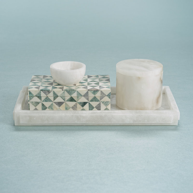 Gray and Light Green Bone Lidded Wooden Box