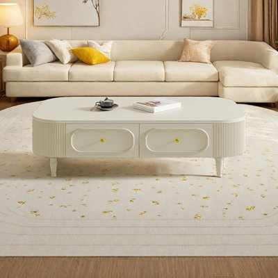 Table basse ovale de style crème
