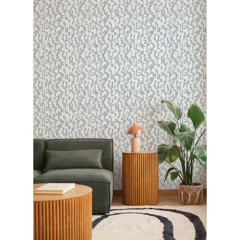 Papier peint à motifs géométriques bleu clair C chiffre, Bleu
