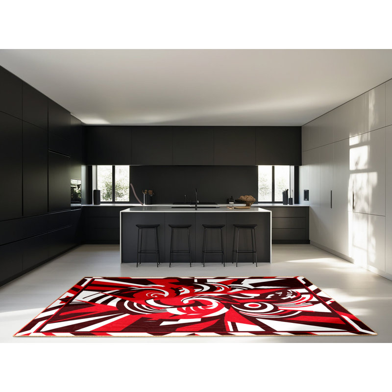 Crimson Eclipse Rug, Square 4'