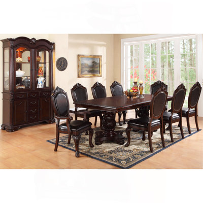 Table de salle à manger formelle avec 2 accoudoirs à rallonge et 6 chaises d'appoint en brun 9 pièces