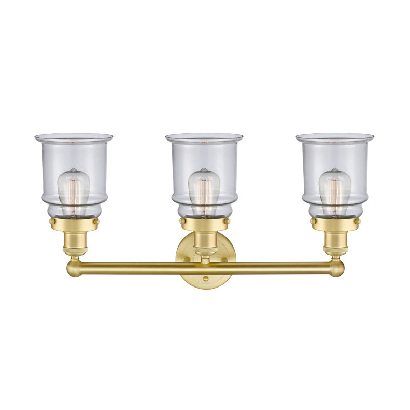 Éclairage pour meuble-lavabo de salle de bain 3 lumières Cailen de la collection Edison, Transparent, Or satiné