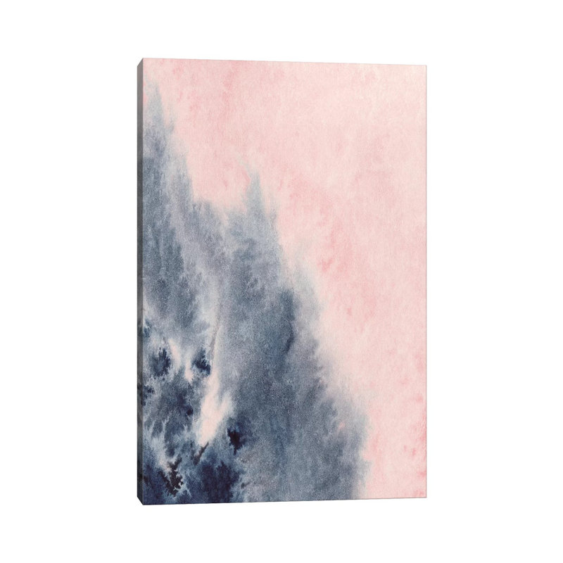 «Blush and Navy» par Pixy Paper - peinture sur toile tendue, H 12 po x l 8 po x P 0,75 po