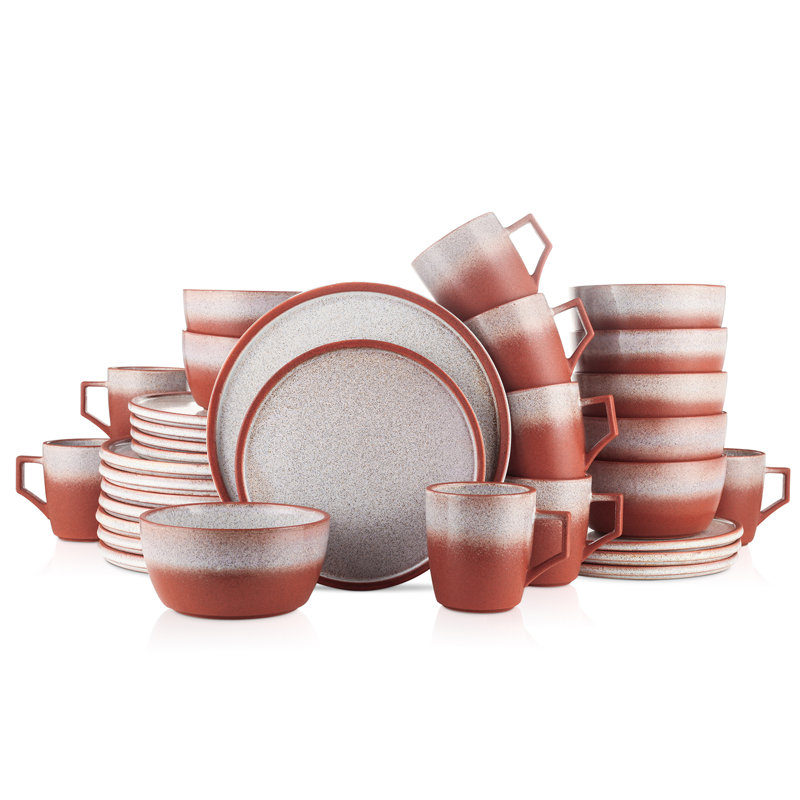 Stone Lain Vince 32-Piece Dinnerware Set Stoneware, Red