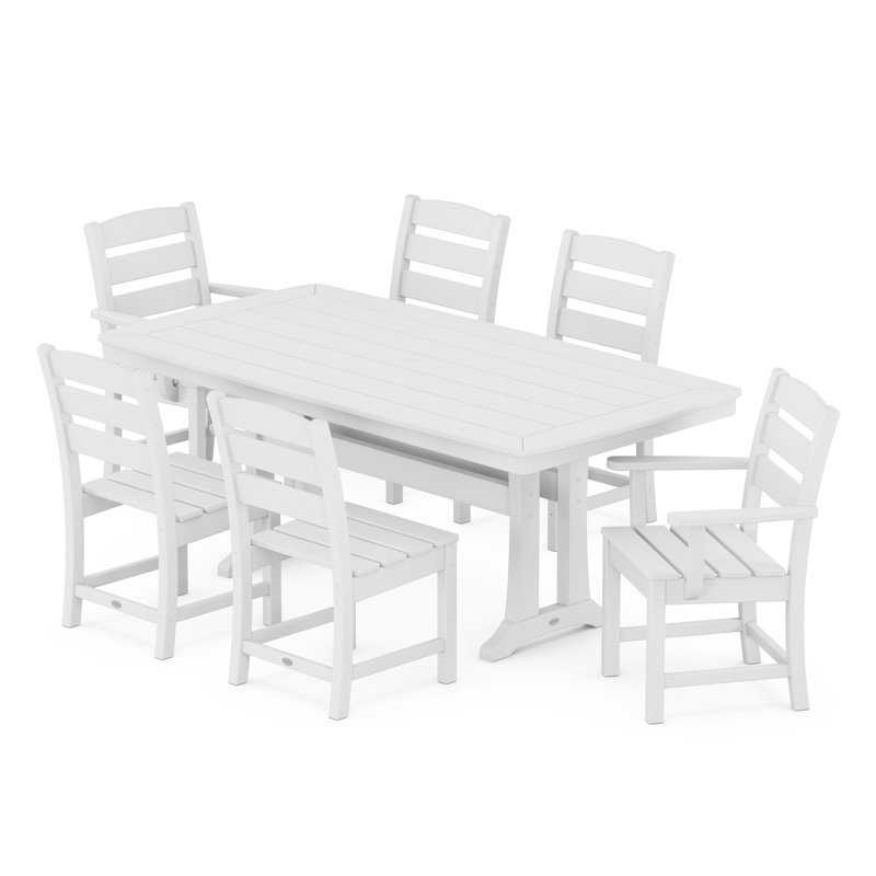 Lakeside 7-Piece Dining Set with Trestle Legs, White