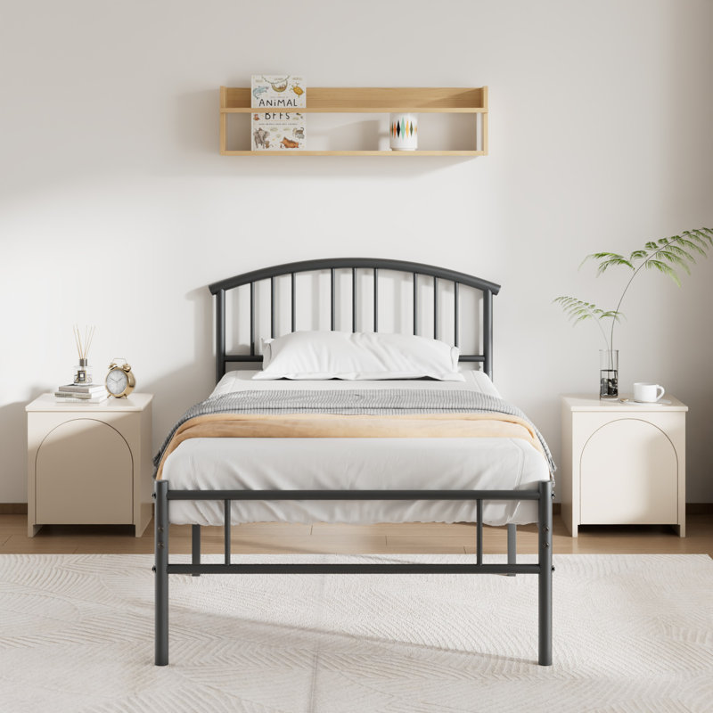 Barnwell Bed Frame with Headboard and Footboard, Metal Platform Bed with Steel Slat Support, No Box Spring Needed, Easy Assembly