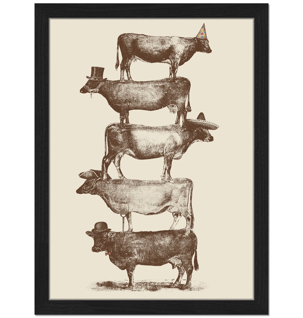 Gerahmtes Wandbild Cow Tower von Florent Bodart