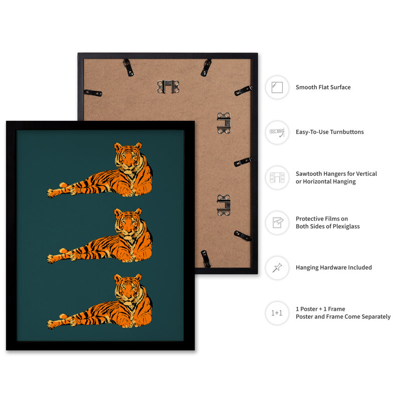 Tigre couché n ° 3, Black Framed, Poster, 12"H x 16"W