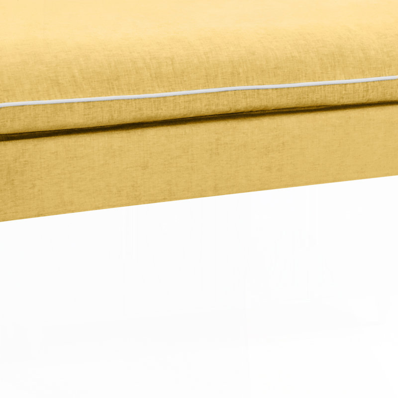 Canapé-lit moderne avec tissu chenille, accoudoirs courbés et passepoil contrastant, Jaune