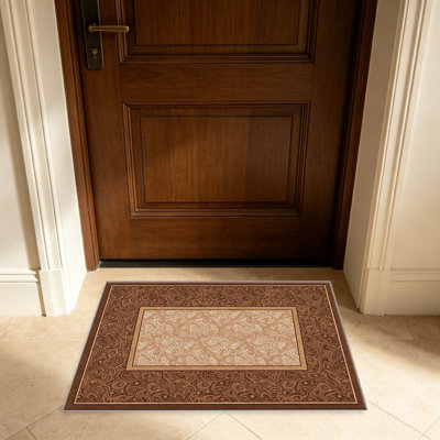 Brown Paisley Border area rugs for Living Room, Soft and Comfortable, Suitable for all seasons, easy to maintain, machine washable Indoor floor mat, Under Table Farmhouse suitable for Bedroom, Dining Room, Study, Patio, Balcony, Home Decor