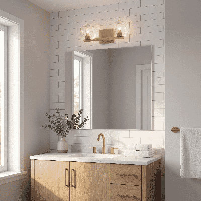 Luminaire de meuble-lavabo à 2 lumières Summit en laiton chaud