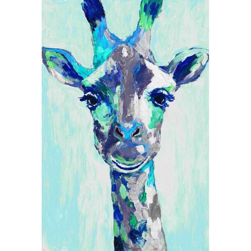 Blue Raffe - peinture sur toile tendue, H 18 po x l 12 po