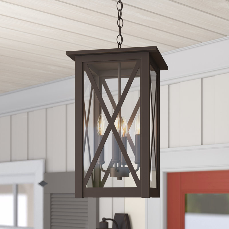 Lanterne suspendue d'extérieur 4 lumières Avondale, Bronze huilé