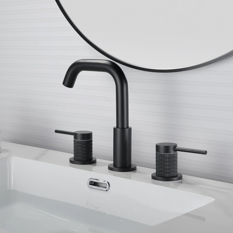 Robinet de salle de bain espacé en laiton massif 8 "avec assemblage Darin, Noir mat