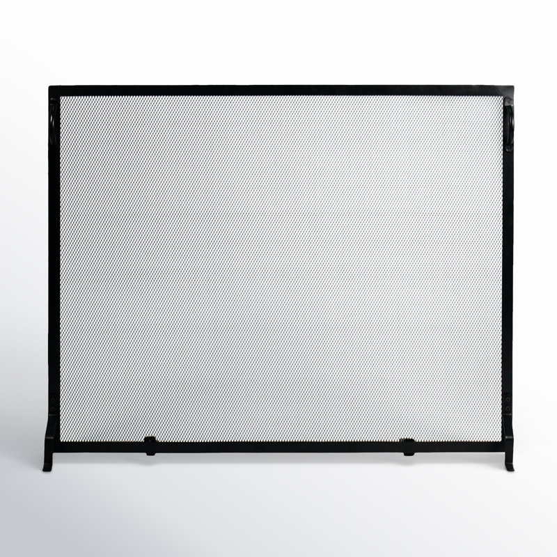 Anja Single Panel Iron Fireplace Screen, 30" H x 38" W x 4" D