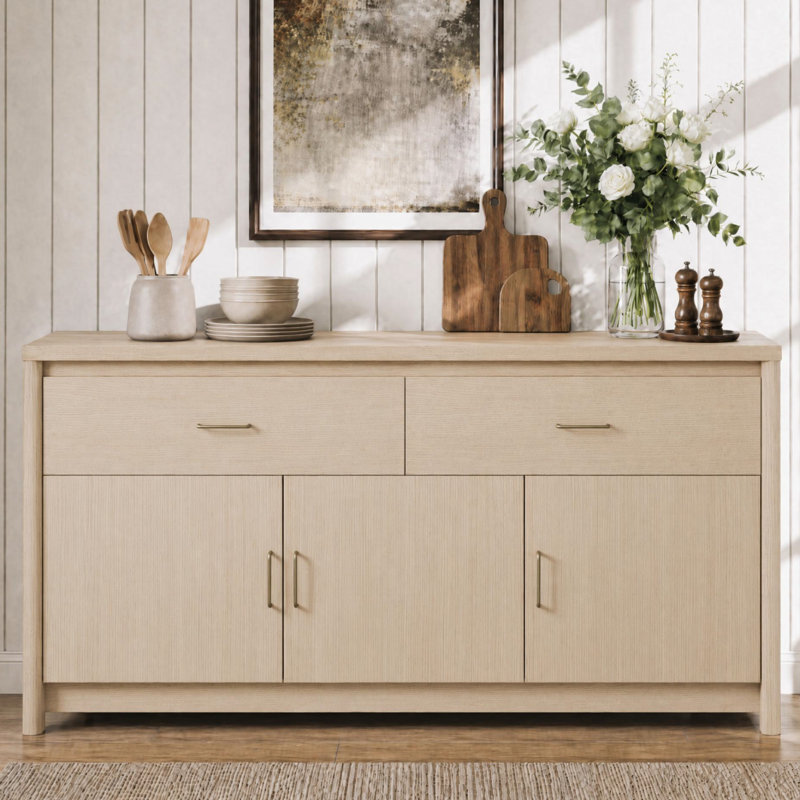 Buffet moderne 59 "avec poignées en métal, Chêne
