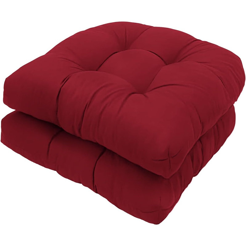 Waterproof Patio Chair Cushions Set Of 2 Burgundy Outdoor Rocking Chair Cushion Non-slip Dining Chair Pads For Garden Furniture