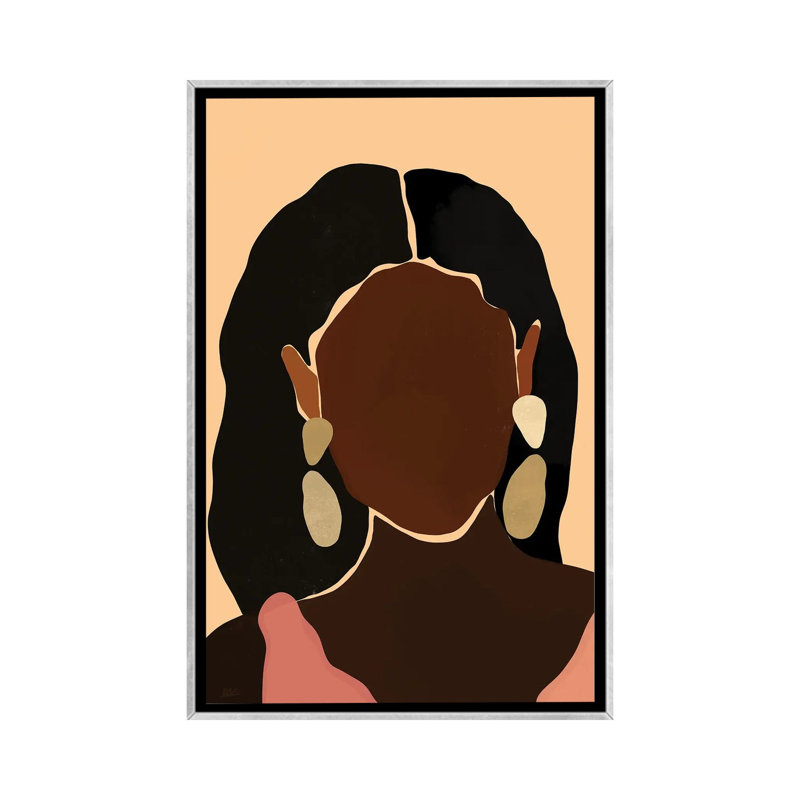 « Monae » par Bria Nicole-impression d’art graphique, Pas de tapis, H 26 po x l 18 po x 1,5 po, Toile avec cadre argenté