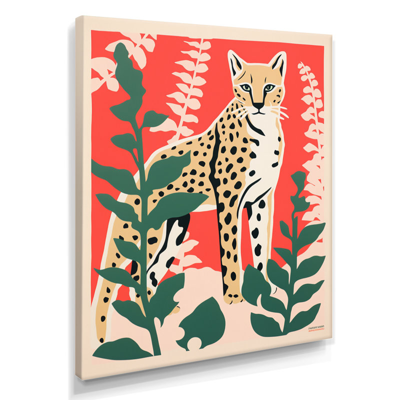 Tigre tapi dans la forêt, Illustration rétro - tigre, art mural, Toile tendue, H 32 po x l 16 po x P 1 po