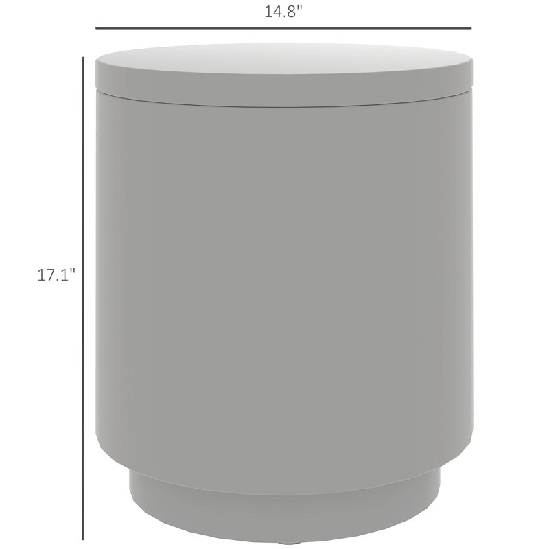 Table basse d'extérieur 2,6 gallons, table basse 3 en 1 avec rangement, seau à glace amovible et couvercle, petite table de patio en béton pour la fête, la piscine, la terrasse, gris clair