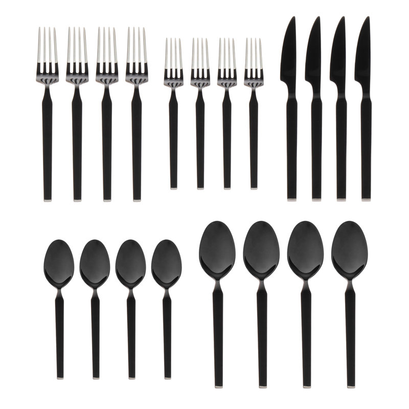 Godinger Silver Art Co Oliver Mirrored 18/10 Stainless Steel Flatware 20 Piece, Service For 4