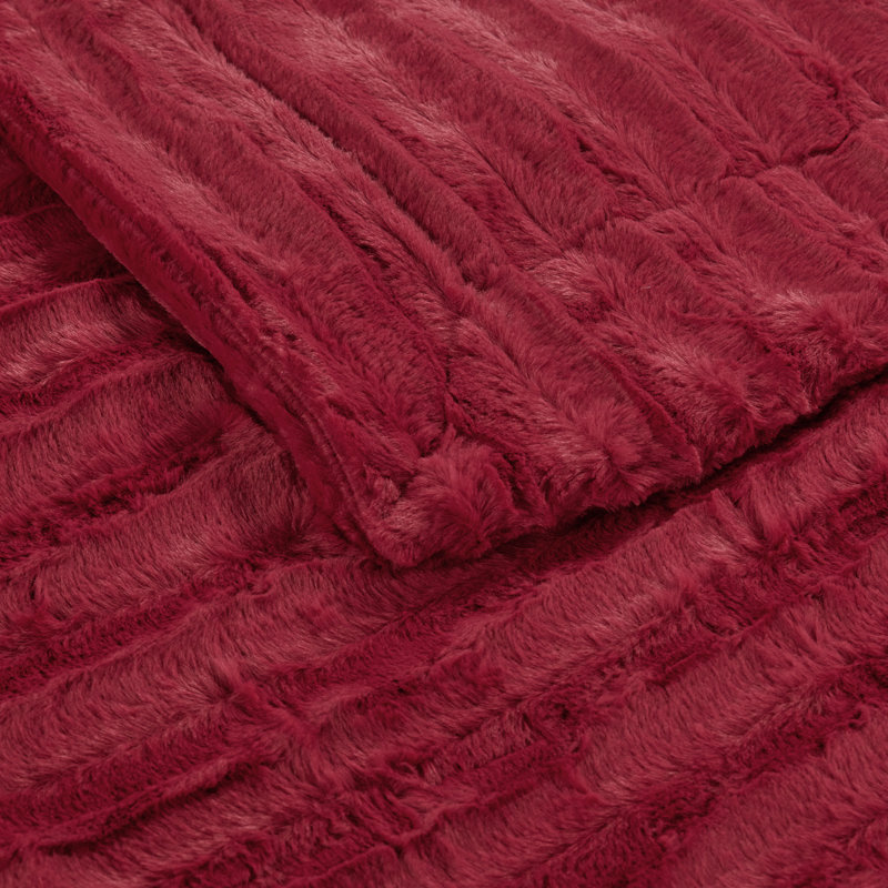 Jeté en fausse fourrure Derby, Rouge pimenté, l 60 po x L 80 po