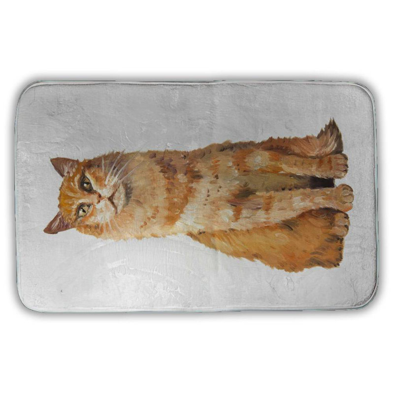 Ginger cat Bath Mat with Non-Slip Backing - Quick Dry Memory Foam Bathroom Rug - Absorbent - Modern Plush Spa-Style - Machine Washable