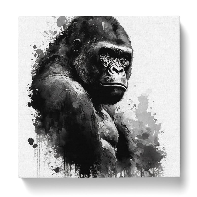 Gorilla Ink Wash No.1 - Wrapped Canvas, 50cm H x 50cm W x 3cm D
