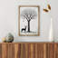 Paysage noir et blanc avec arbre, oiseaux et plantes à cerfs, art moderne rustique-101469461-101469460