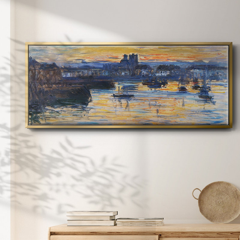 Le port de Dieppe, soirée, 1882zz - Toile encadrée, H 12 po x l 30 po