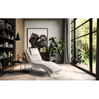 St Ives Leather Look Fabric Adjustable Backrest Indoor Chaise Lounge with Cushion