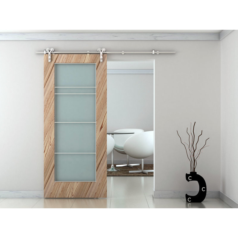 Stainless Steel 78-Inch Single Barn Door Hardware Kit