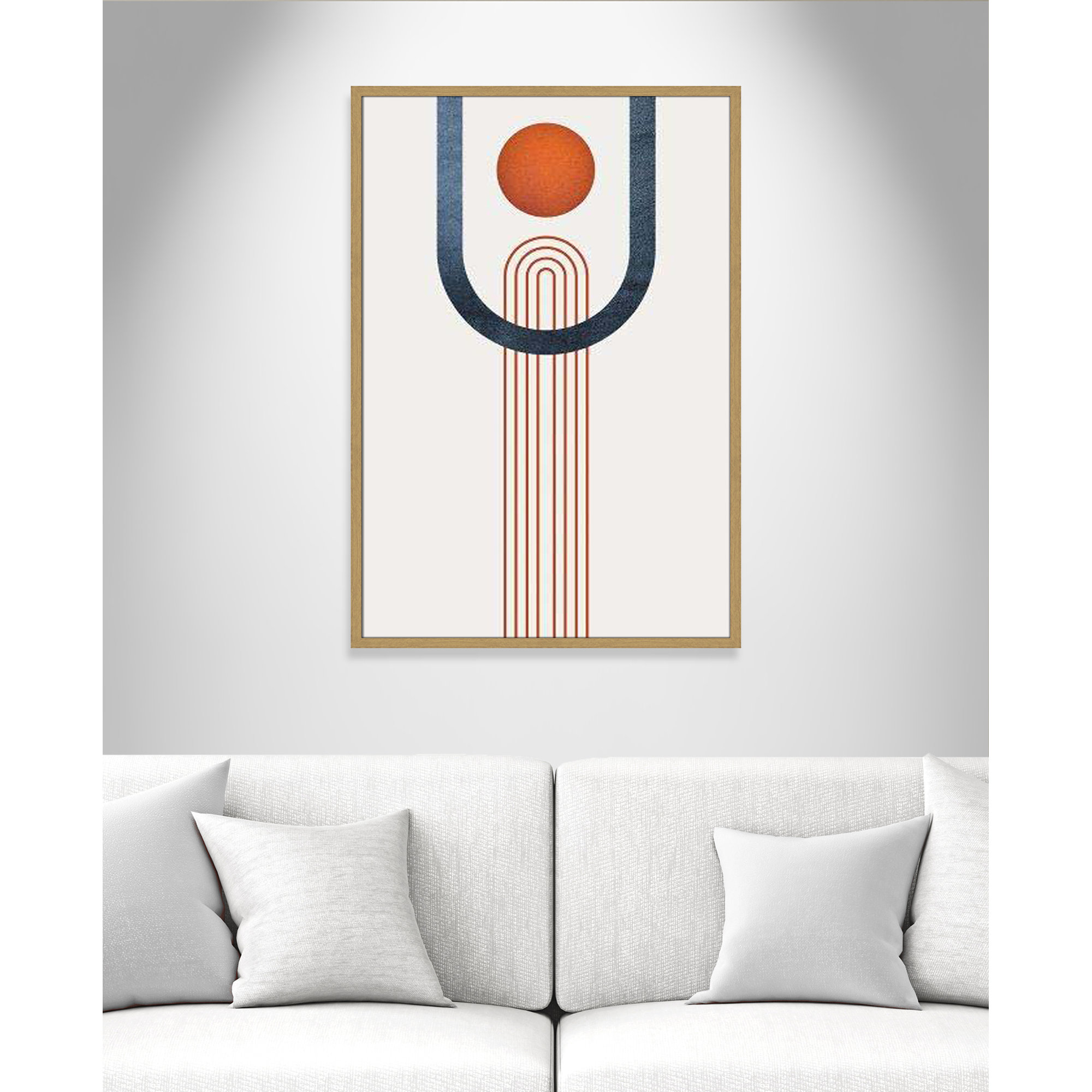 Minimalist Mid Century Orange Navy III By Urban Epiphany - Framed Art Full Bleed, Brown, 41.5" H x 29.5" W x 0.75" D