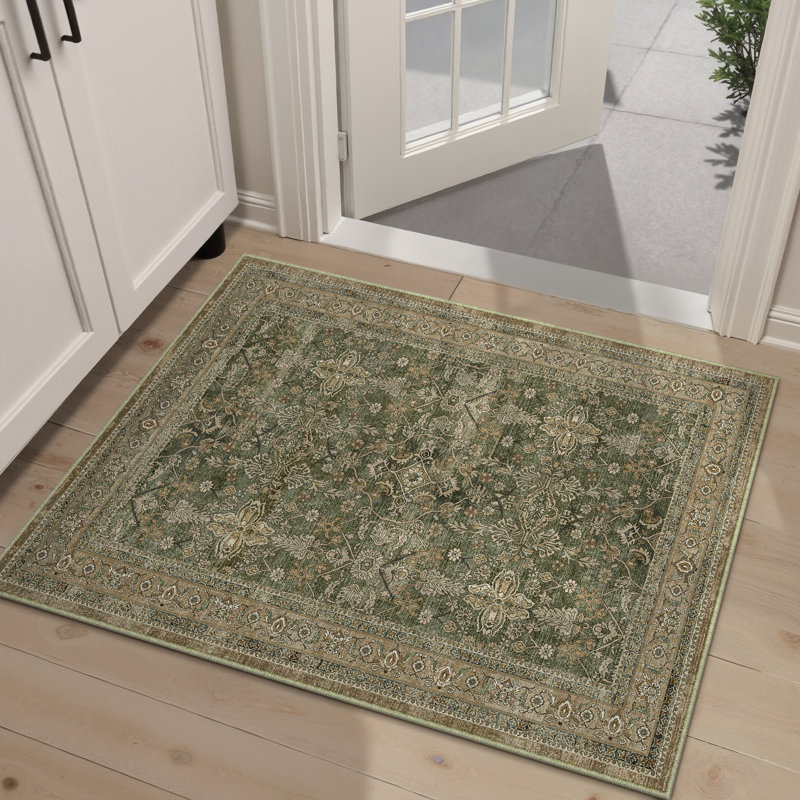 Tapis Kellems Vintage lavable à la machine pour le salon avec envers antidérapant, 0.28", Rectangulaire 2 pi x 3 pi