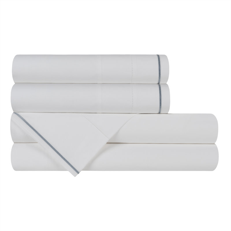 Sierra 100% Egyptian cotton percale sheet set, white-white, King