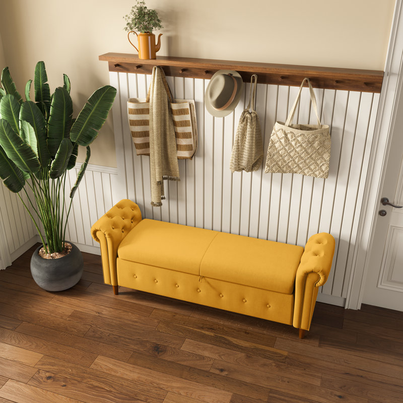 Banc de rangement Agnew, Lin jaune