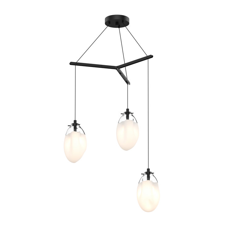 Luminaire suspendu en grappe à 3 lumières liquide, Blanc coulé