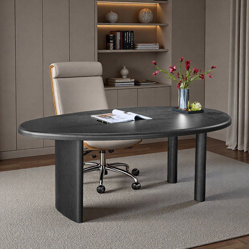 Bureau de forme spéciale pour une utilisation à domicile simple, Noir, H 29,53 po x l 70,87 po x P 31,5 po