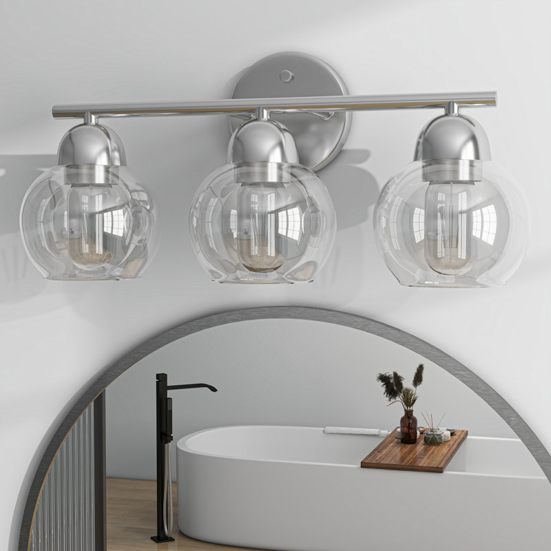 3 - Light Dimmable Vanity Light, Brushed Nickel