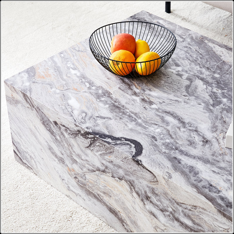 Modern MDF coffee table with grey texture pattern -39.3x23.6x11.8 inches