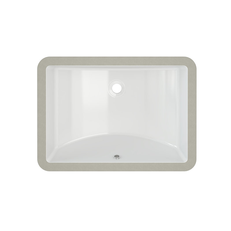 20" x 14" Undermount Bathroom Sink Rectangle White Ceramic Vanity Sink with Overflow