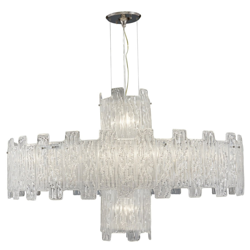 Lustre suspendu pour îlot de cuisine Venetian Light, Givré, 24 po de diamètre x 18 po de hauteur, Acier bruni