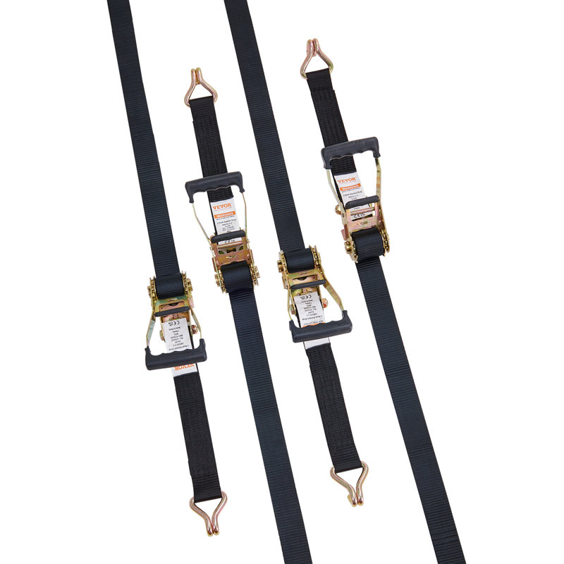 Ratchet Tie Down Straps (4PK), 11128 lb Break Strength, Double J Hook