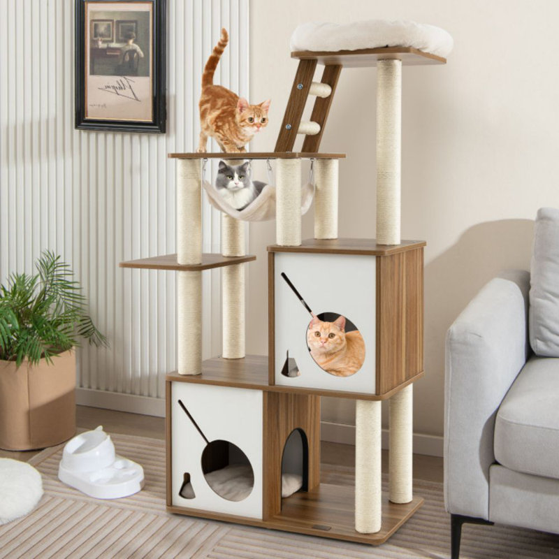 57 Inch Cat Tree Tower Multi-Level Activity Centre With Scratching Posts