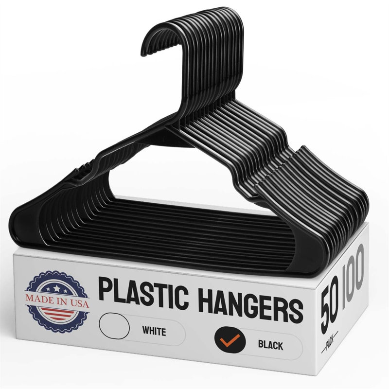 Cintre en plastique antidérapant Olatunde, Noir, 50