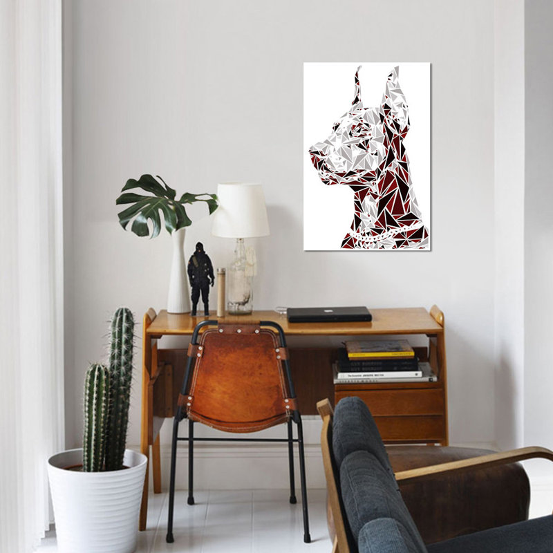 « doberman », impression sur toile, H 40 po x l 26 po x P 1,5 po, Pas de tapis, Toile tendue