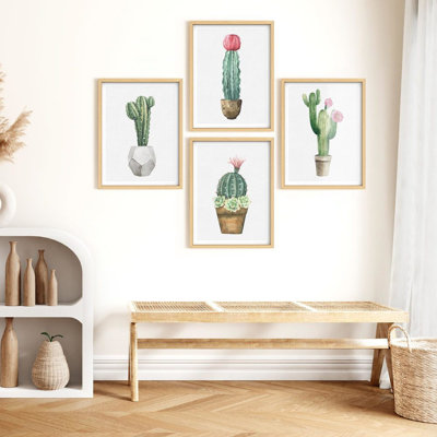 Art mural encadré, ensemble de décor de galerie, désert du sud-ouest, plantes grasses, nature sauvage, illustrations, art moderne, chic et coloré pour le salon, la chambre à coucher, le bureau